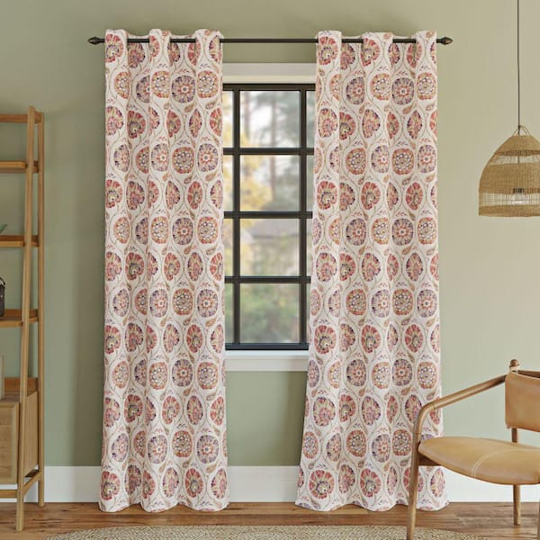Sun Zero Indra Medallion Floral Multi 63 in. L x 40 in. W Blackout Grommet Curtain Panel