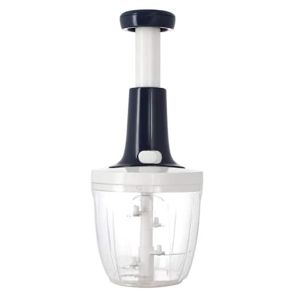 9in x 5in Push Top Stainless Steel Vegetable Chopper in Navy