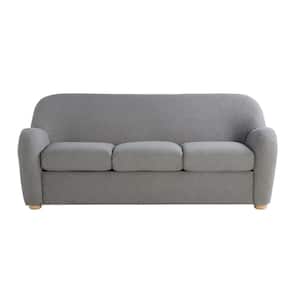 Gleason 76 in. Round Arm Polyester Rectangle Sofa in Grey