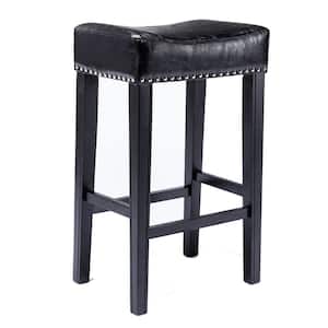 29 in. Black Backless Solid Wood Bar Stools (Set of 2)
