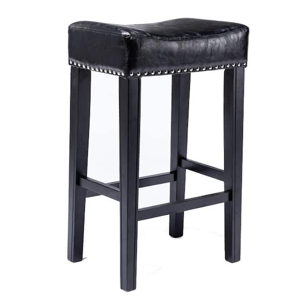 Unbranded 29 in. Black Backless Solid Wood Bar Stools (Set of 2)