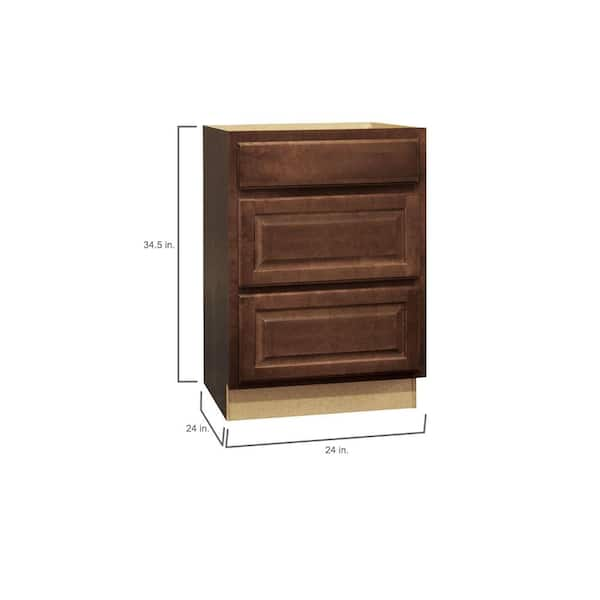 Hampton Bay 24 in. W x 24 in. D x 34.5 in. H Assembled Drawer Base Kitchen  Cabinet in Unfinished with Recessed Panel KDB24-UF - The Home Depot