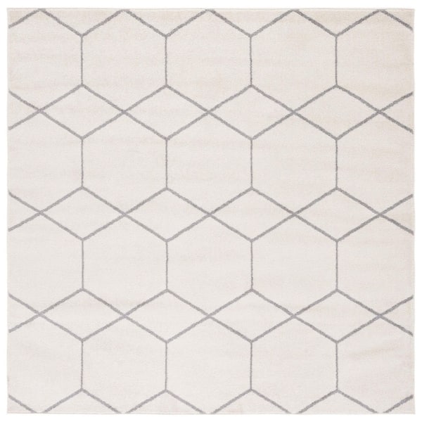 Tulum 7 ft. x 7 ft. Ivory/Gray Geometric Modern Square Area Rug