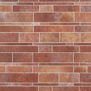 Luxe Core Railroad Terracotta 11.81 in. x 11.81 in. SPC Peel and Stick Tile (0.96 Sq. Ft. / Sheet)