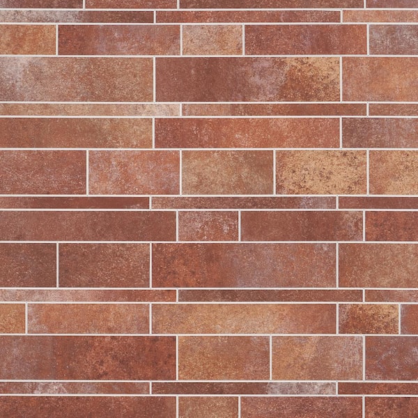 Ivy Hill Tile Luxe Core Railroad Terracotta 11.81 in. x 11.81 in. SPC Peel and Stick Tile (0.96 Sq. Ft. / Sheet)