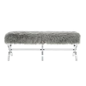 Amelia Gray 48 in. Faux Fur Bedroom Bench Backless Upholstered