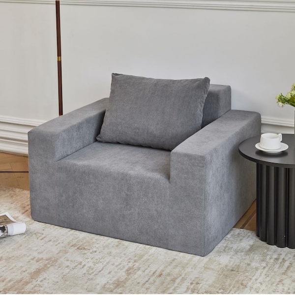 Dovelina Gray Single Lounge Bag Foam Chair Soft Comfy Chair Living Room Bean Bags with Pillow