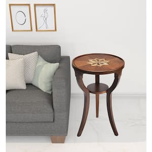 Charlie 15.75 in. Brown Round Wood End Table