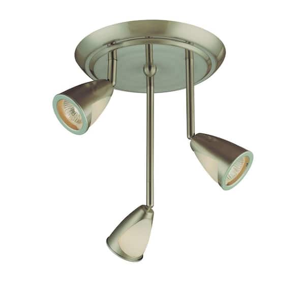 Hampton Bay 3-Light Staggered Brushed Steel Ceiling Track Lighting Fixture