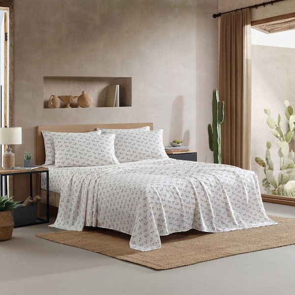 Wild Horses 4-Piece Beige/Brown Microfiber King Sheet Set