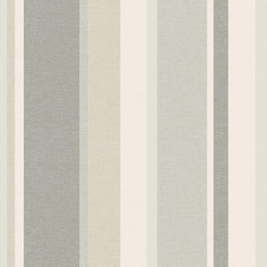 Raya Beige Linen Stripe Beige Wallpaper Sample