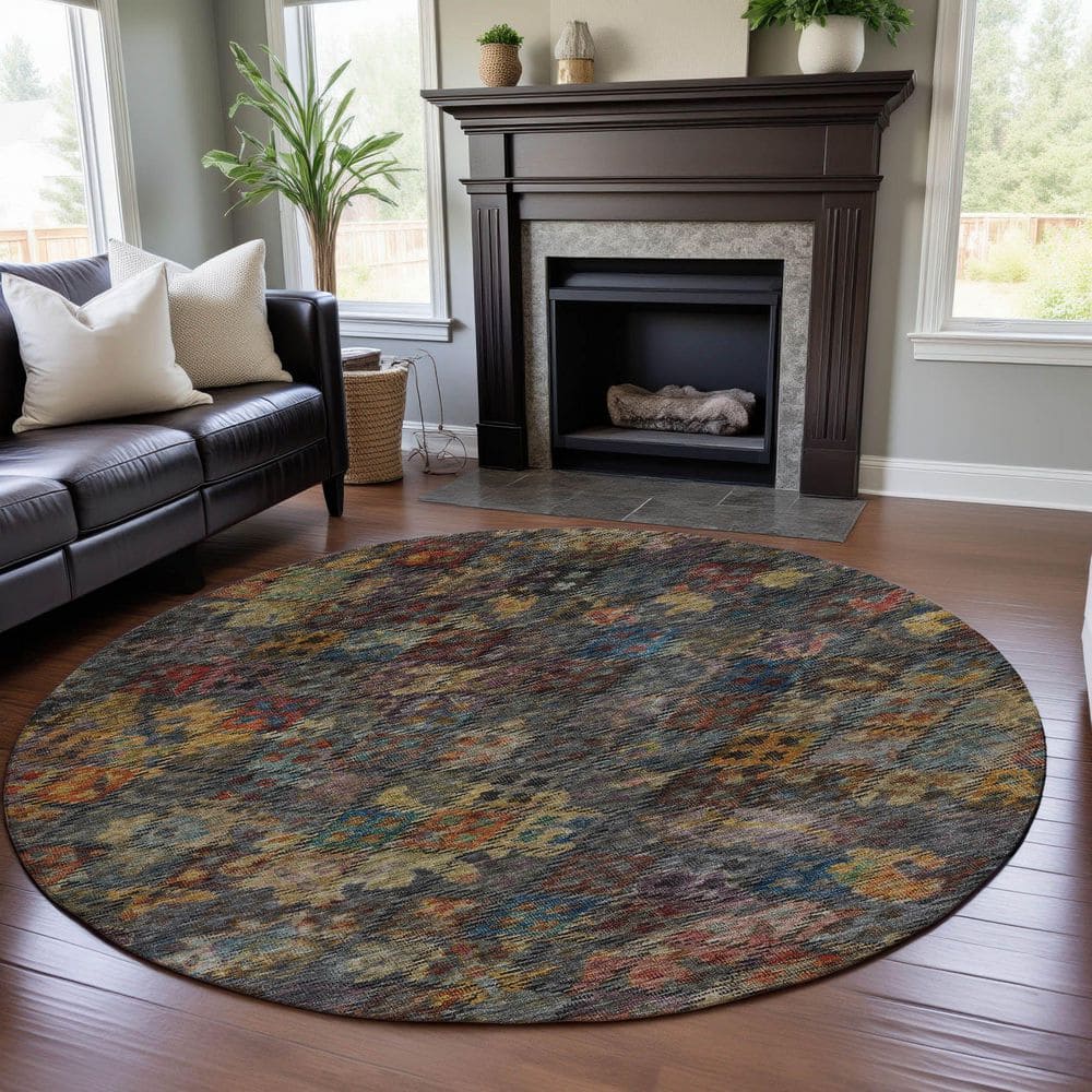 Mayfield Premium Machine Washable Abstract AMF1109 Gray 8 ft. x 8 ft. Round Rug price history on PriceWatchPro