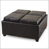 Noble House Dartmouth Espresso Brown Bonded Leather Tray Top