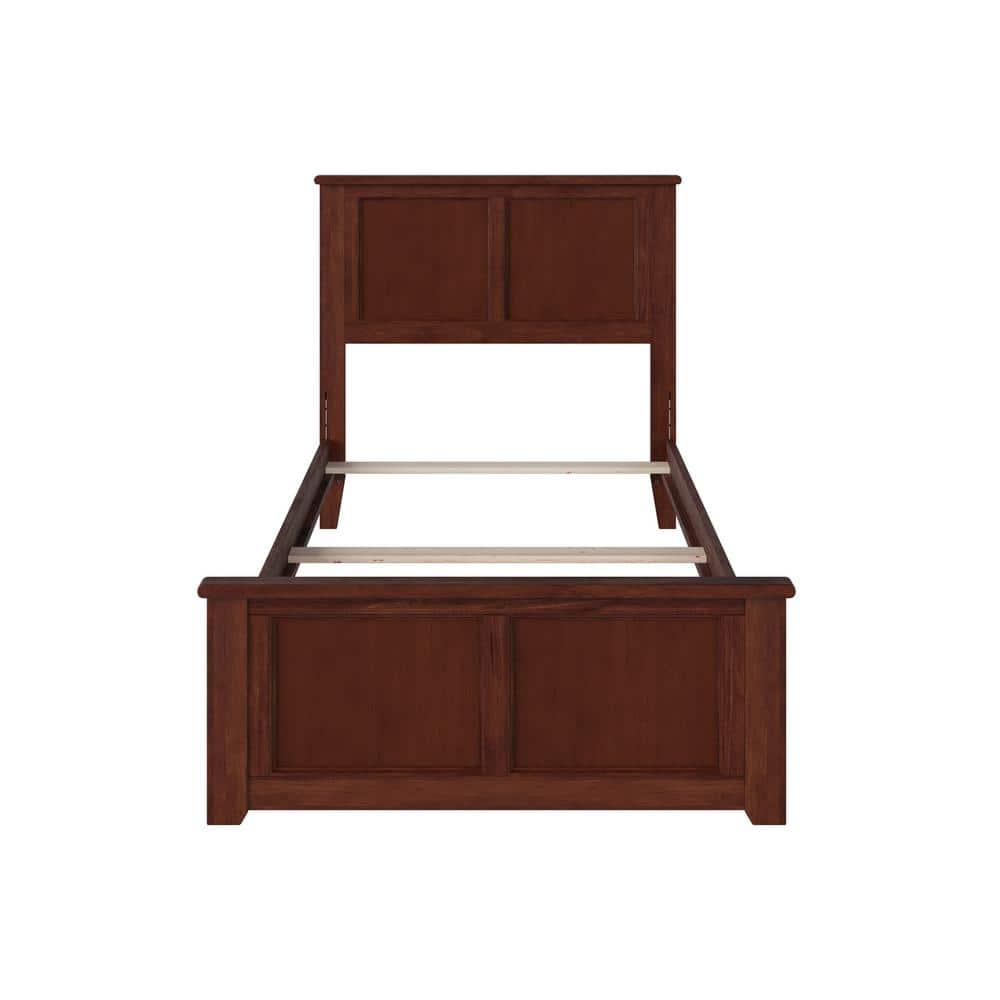 Walnut Twin XL Platform Bed with Storage Drawers and Headboard