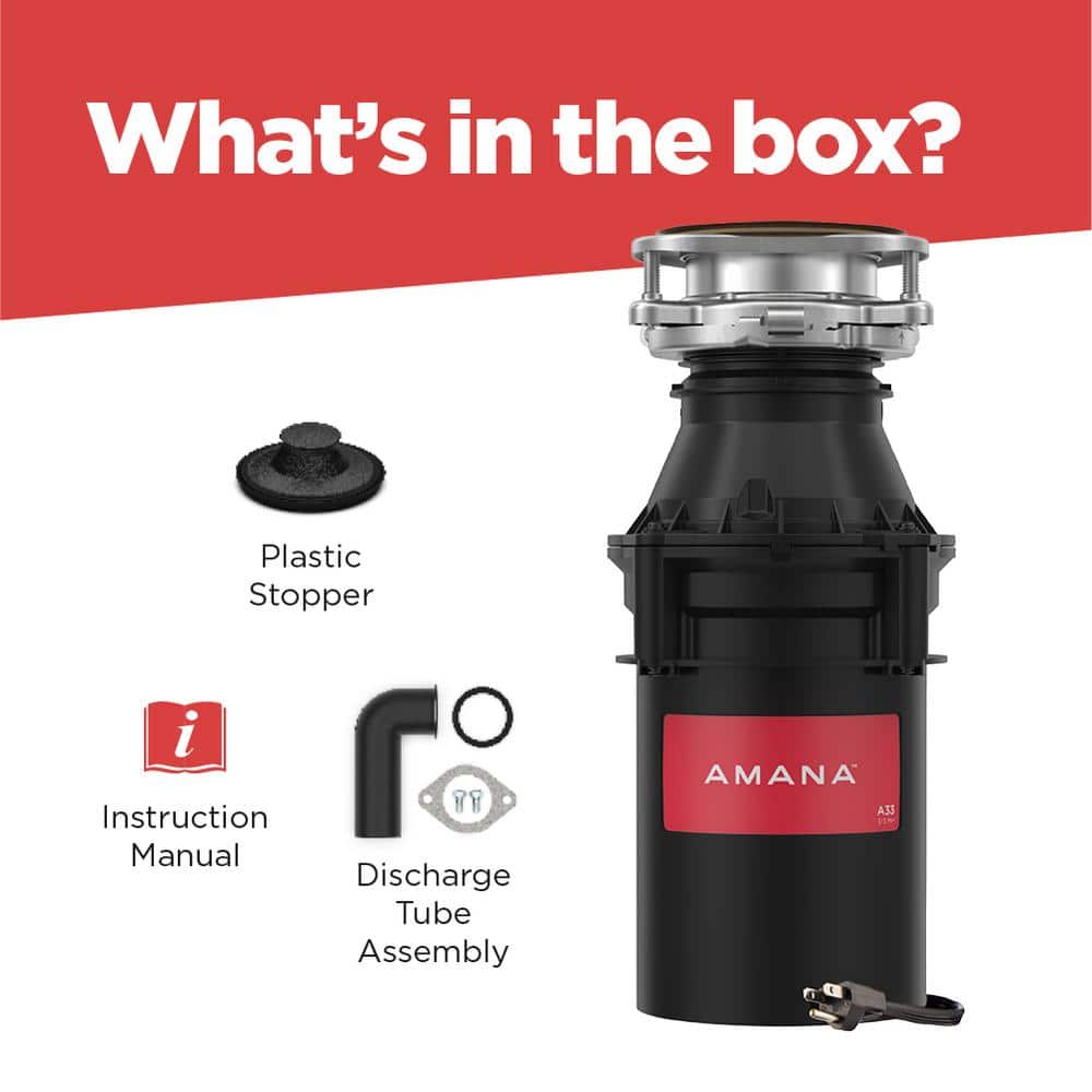 Amana 1/3 HP Continuous Feed Garbage Disposal with Power Cord