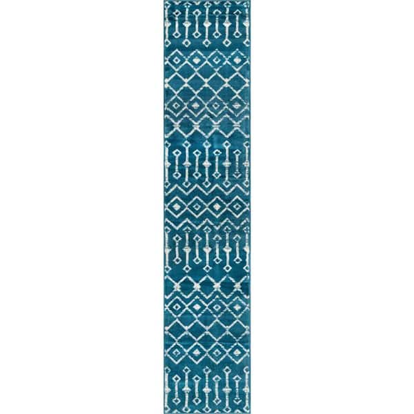 Moroccan Trellis Mamounia Blue 2 ft. x 9 ft. 10 in. Area Rug