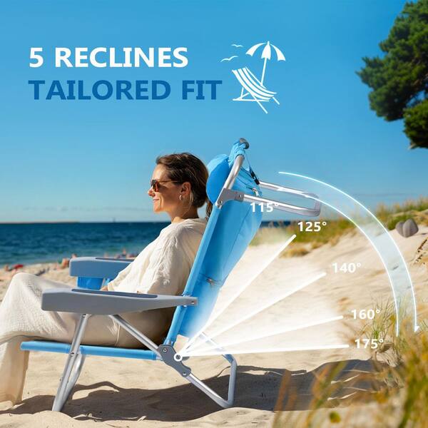 PASAMIC Sky Blue Aluminum Folding Adjustable Headrest Low