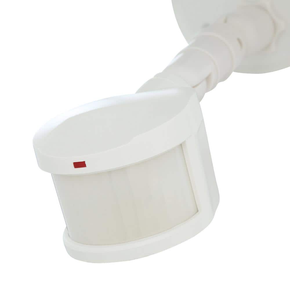 White Motion-Sensing Dual Bulb Outdoor Floodlight