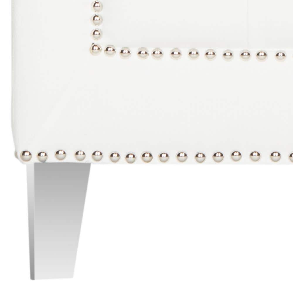 White Tufted Acrylic Barrel Accent Chair with Nailhead Trim