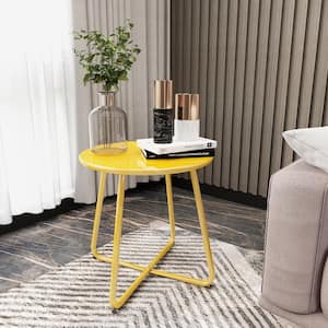 Yellow Patio Side Tables for Outdoor Outside, Small Accent Table Metal Round for Deck Garden Porch Balcony Yard Lawn