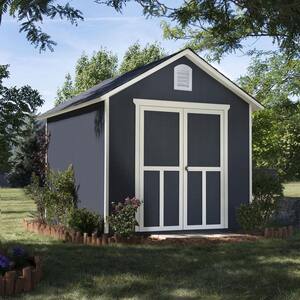 Installed Meridian 8 ft. x 10 ft. Wood Storage Shed with Driftwood Shingles