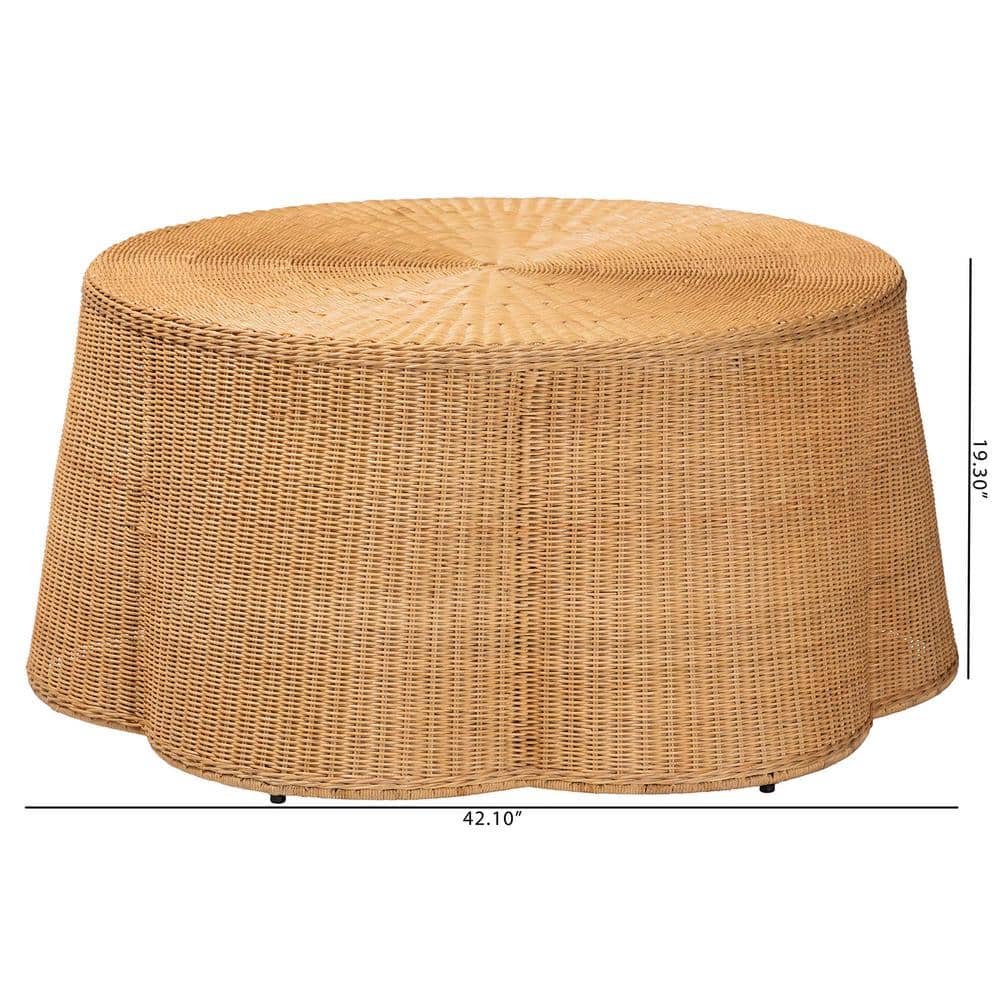 Palm Honey Round Handwoven Rattan Coffee Table