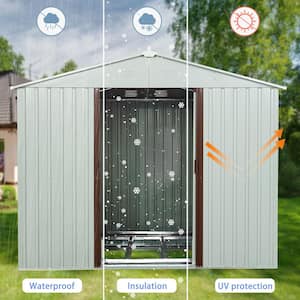 6 ft. x 5 ft. Outdoor White Metal Shed Storage with Metal Floor Base (30 sq. ft.)