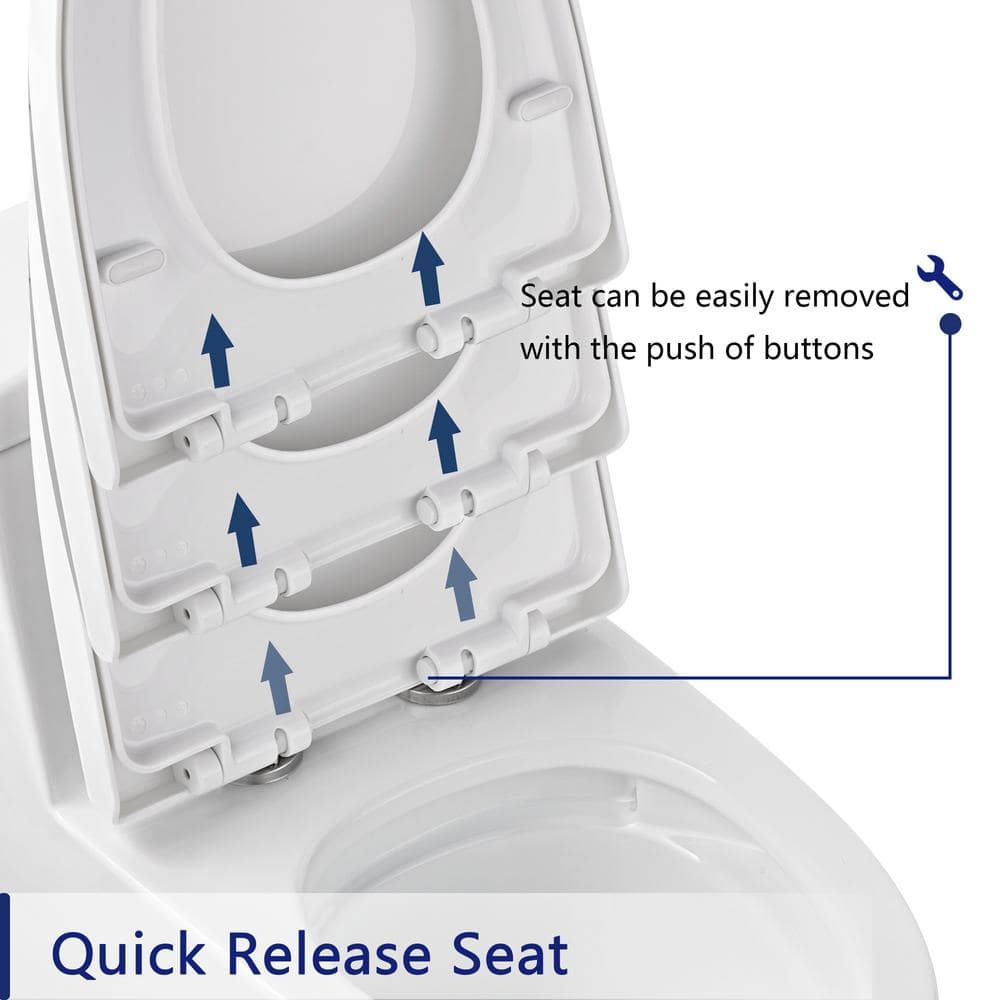 White and Gold Dual-Flush Elongated One-Piece Toilet