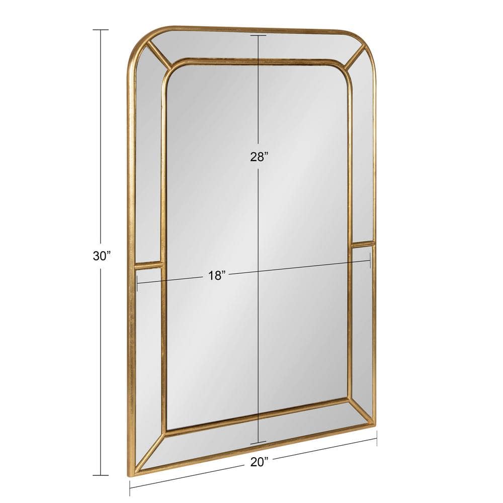 Gold Framed Rectangular Wall Mirror with Wooden Overlay