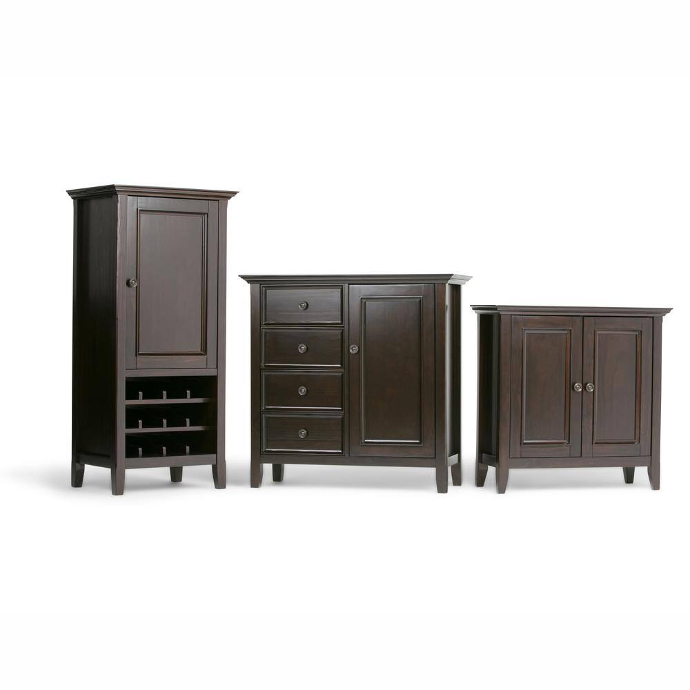 Hickory Brown Solid Wood Low Storage Cabinet with Adjustable Shelving