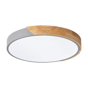 15.7 in. 1-Light Grey Circle LED Flush Mount Light Fixture Modern Simply Ceiling Lamp