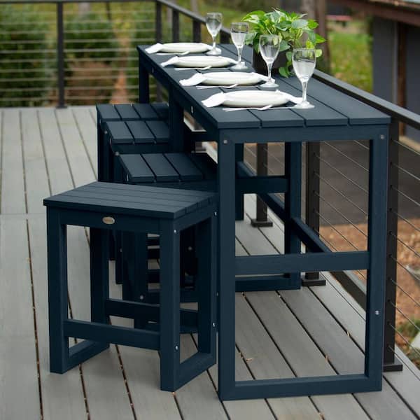 Highwood Monroe Modern Federal Blue Counter Height Balcony Stool/Table 6-Piece Set
