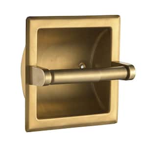 Bathroom Recessed Toilet Paper Holder Wall Mount Rear Mounting Bracket Included Gold in Bathroom