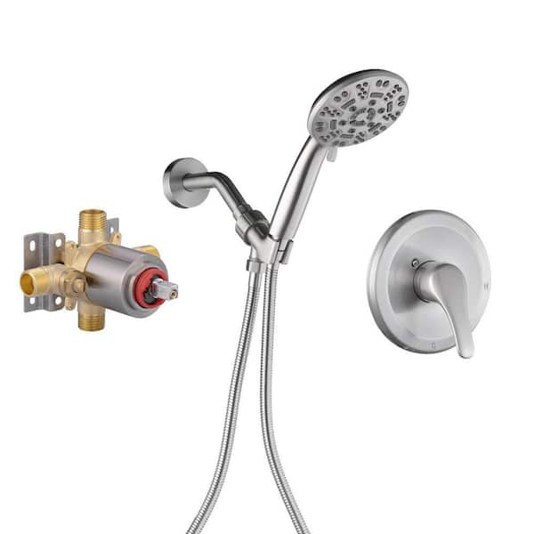 Single Handle 7-Spray Shower Faucet 1.8 GPM with Pressure Balance and Tub Spout in Brushed Nickel Easy to Install