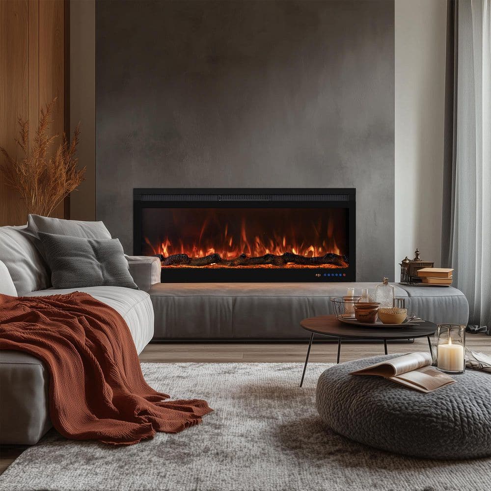 42 in. Electric Fireplace Insert,Recessed, Wall Mounted Ultra Thin,169 Flame Color Combinations,Timer,Log Set, Crystal price history on PriceWatchPro