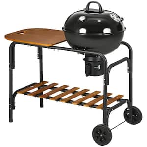 Rolling Black Outdoor Living BBQ Grilling Set, Grill Cart
