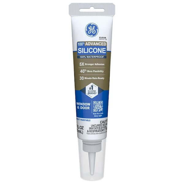 GE Advanced Silicone 2 Caulk 2.8 oz Window and Door Sealant Clear