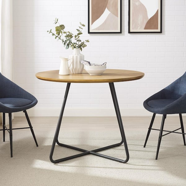 Walker Edison Furniture Company Modern Minimalist English Ash Wood 40 in. Cross Legs Dining Table, Seats 4