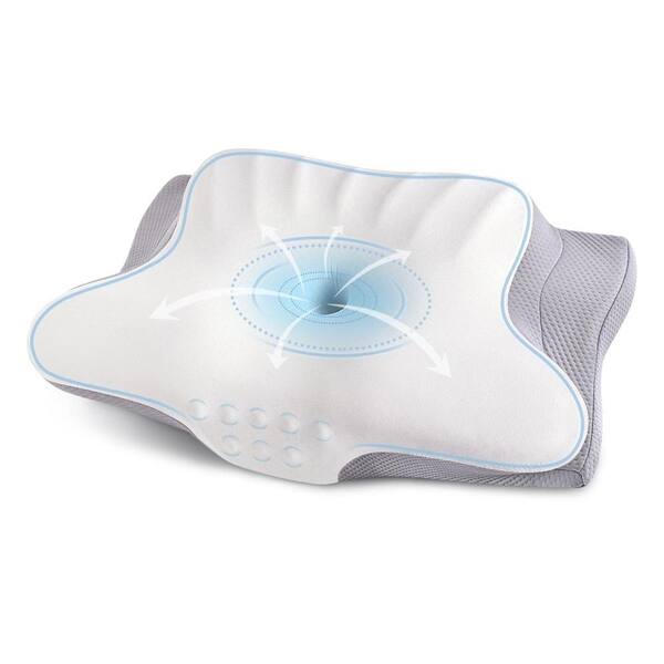 Ergonomic Cervical Neck Pillow for Pain Relief, Contour Memory Foam Pillows for Sleeping, Gray