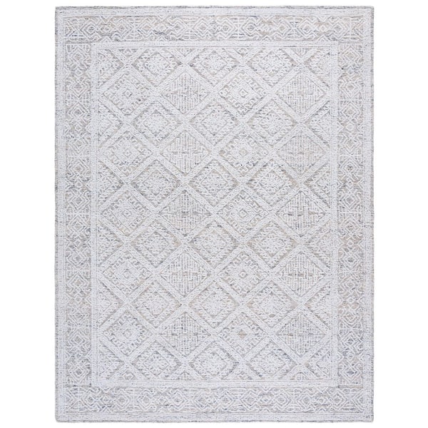 Ebony 9 ft. x 12 ft. Taupe/Ivory Diamond Ornate Border Area Rug