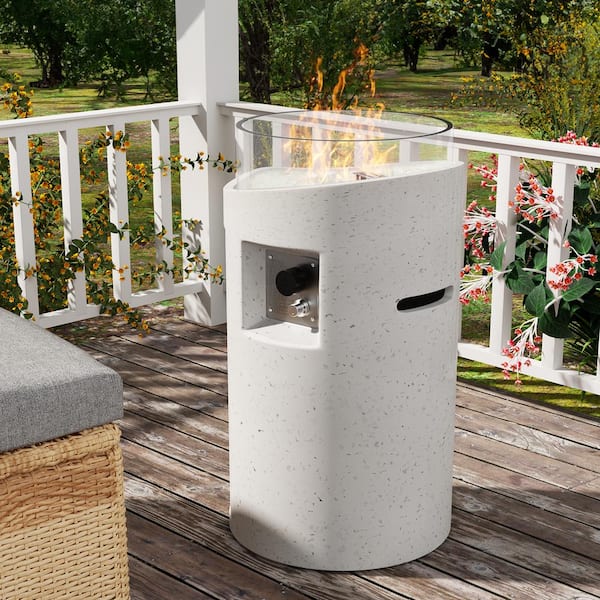 Unbranded 25.8 H Outdoor Concrete Propane Outdoor Fire Pit Table for Deck, Garden, Patio