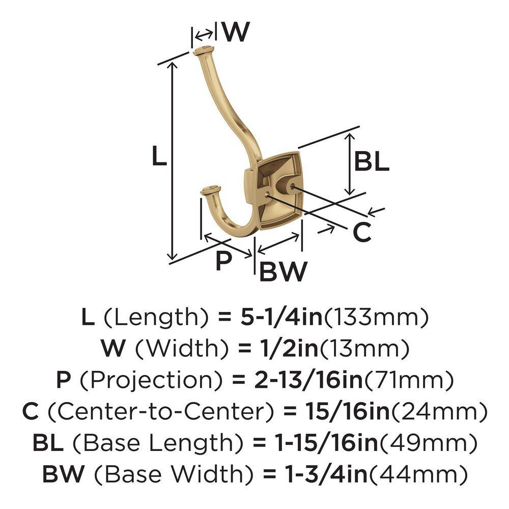 Champagne Bronze Double Prong Decorative Wall Hook
