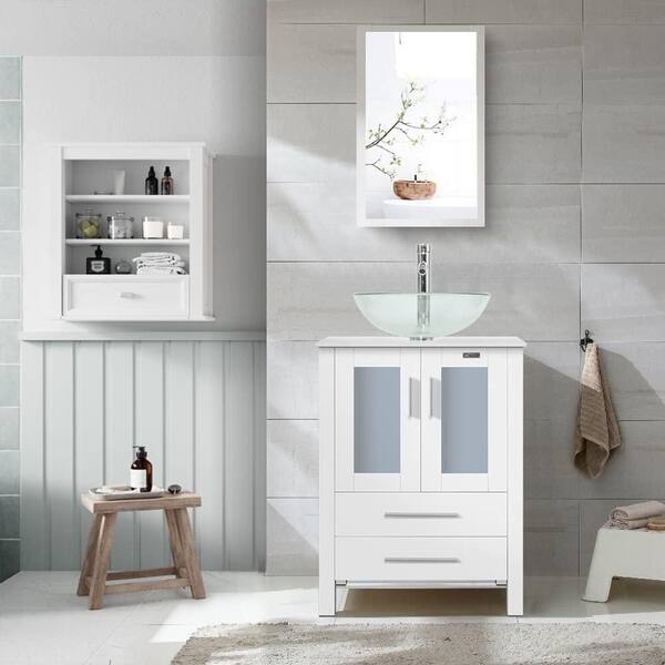 Eclife 24 -30 White Bathroom Vanity Cabinet Sink Combo W/Waterproof