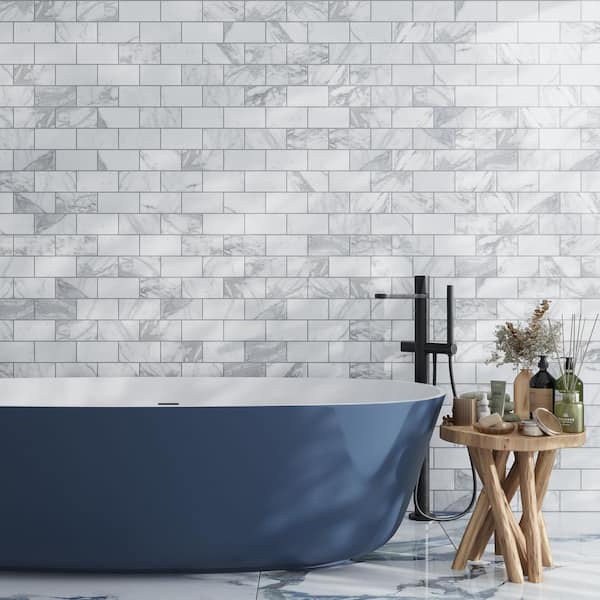 Grandis White 3 in. x 6 in. Honed Calacatta Gold Marble Subway Wall and Floor Tile (5 sq. ft./case) 40-Pack