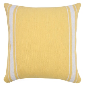 Balanced Yellow / White 20 in. x 20 in. Border Bold Halo Striped Throw Pillow
