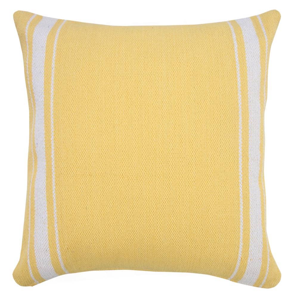 Balanced Yellow / White 20 in. x 20 in. Border Bold Halo Striped Indoor Thr