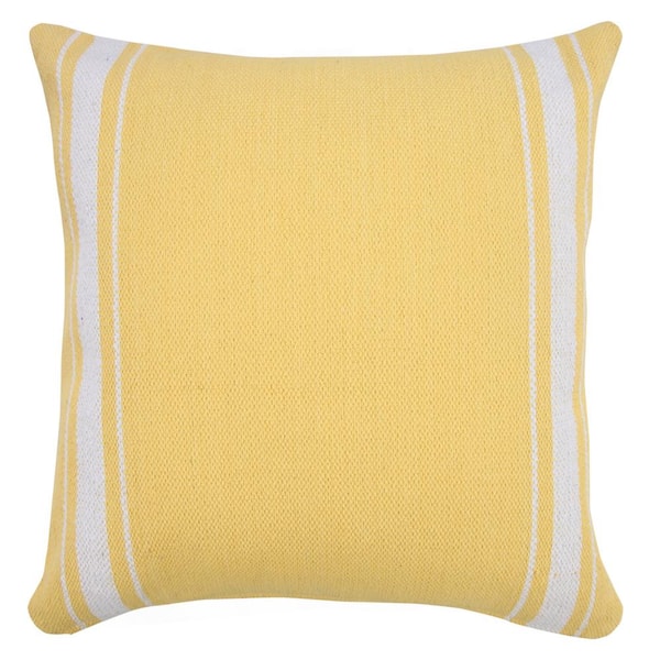 Unbranded Balanced Yellow / White 20 in. x 20 in. Border Bold Halo Striped Indoor Throw Pillow