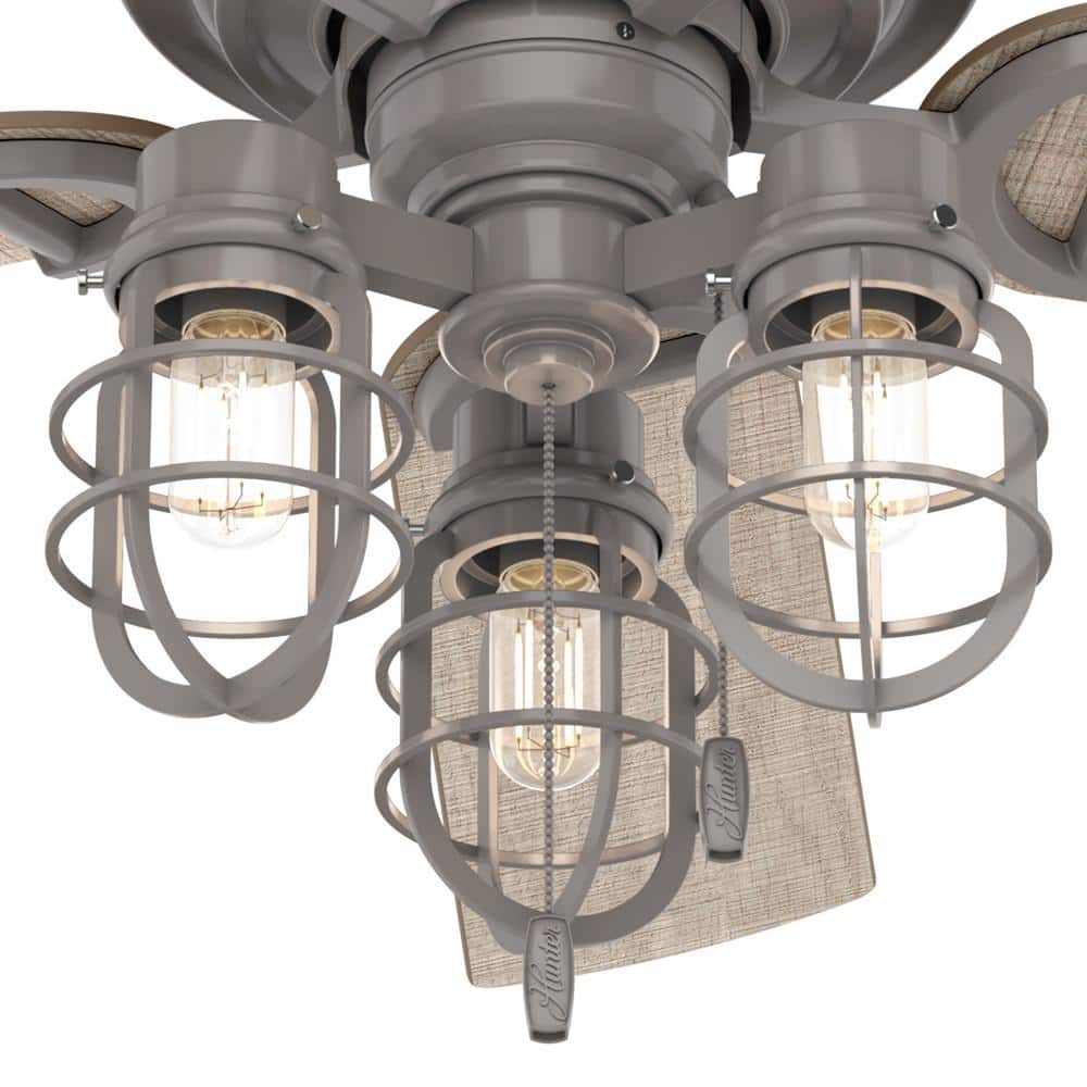 52" Quartz Grey Metal Industrial Ceiling Fan with LED Light