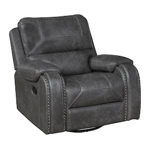 Logansport Gray Faux Leather Manual Swivel Glider Recliner