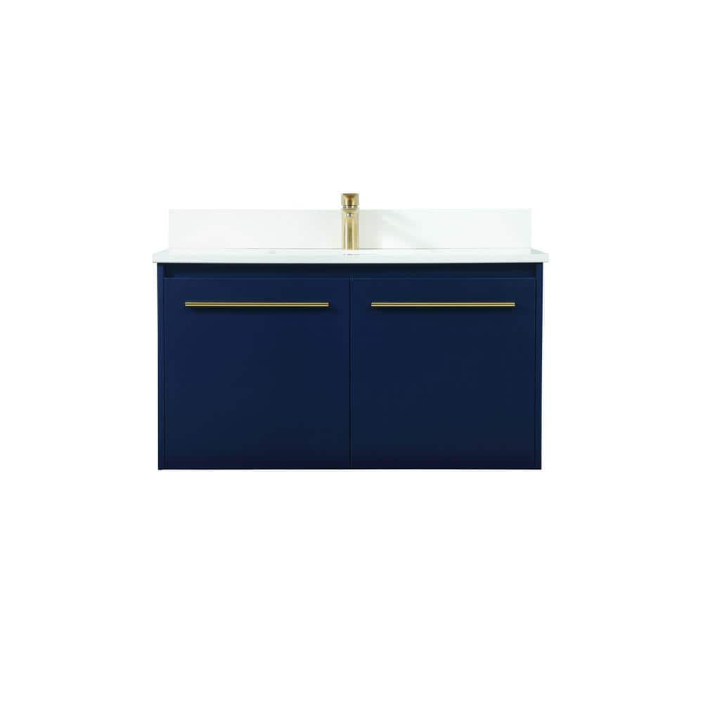 Simply Living 36 in. W x 18 in. D x 19.7 in. H Bath Vanity in Blue with Ivo